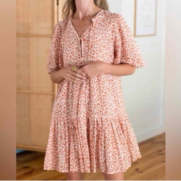 Emerson Fry Isla Dress Size XS/S Sunbaked Leopard 100% Organic Cotton NWOT Dress - Picture 6 of 6